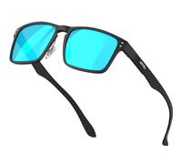 ATTCL Homme Classiques Polarisées Lunettes de Soleil pour Conduite - Cadre Métal & fibre de Carbone, UV400 CAT3 CE Anti-Reflets Voyage/Urbain 8999 Black+blue