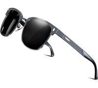 ATTCL Homme Lunettes De Soleil Polarisé Semi-cerclées Al-Mg métal Cadre Super Léger 8-188 Gray UV400 CAT 3 CE