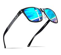 ATTCL Homme Lunettes De Soleil Polarisées Al-Mg métal Cadre Super Léger UV400 CAT 3 CE Lunette 8587 bleu-Lentilles