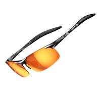 ATTCL Homme Lunettes de Soleil Polarisées Sports Lunette De Soleil Polarisé Al-Mg métal Cadre super léger 8-177 Black-Red