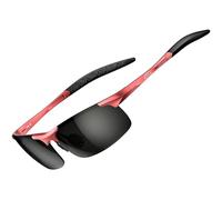 ATTCL Homme Lunettes de Soleil Polarisées Sports Lunette De Soleil Polarisé Al-Mg métal Cadre super léger Red-black