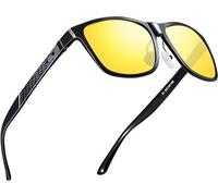 ATTCL Lunettes de Conduite de Nuit Jaunes HD Polarisées Anti-Éblouissement UV400, Vision Nocturne Lunette Hommes et Femmes, Cadre Métal Al-Mg Ultra Léger 8587 Yeshi