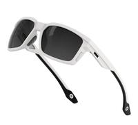 ATTCL Lunettes de soleil de sport polarisées pour homme avec protection UV400, Monture blanche/verres gris (non miroir), Medium