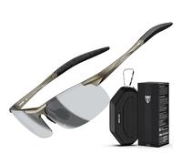 ATTCL Lunettes de soleil polarisées pour homme avec cadre en métal Al-Mg ultra légères, 8177-c10-braun cadre/lentille argentée miroir, m