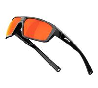 ATTCL Lunettes de soleil polarisées pour homme - Protection UV - TR90 - Pour le sport, la pêche, la conduite 5001 Noir + rouge/effet miroir, Medium