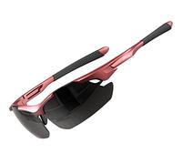 ATTCL Lunettes de soleil polarisées sportives améliorées pour hommes femmes Cyclisme Conduite Pêche Protection UV400 CAT 3 CE 7027 C8-Red+Grey