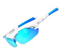 ATTCL Lunettes de soleil polarisées sportives améliorées pour hommes femmes Cyclisme Conduite Pêche Protection UV400 CAT 3 CE 7027-C5 White+Blue