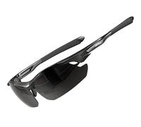 ATTCL Lunettes de soleil polarisées sportives améliorées pour hommes femmes Cyclisme Conduite Pêche Protection UV400 CAT 3 CE 7027-C1 Black