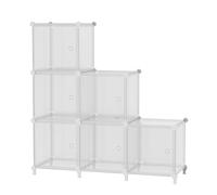 ATTDETJL 6 Cubes avec Portes, Rangement cubique pour Chambre à Coucher, Armoire et Dessous d'escalier, 30x30x30cm Compartiments, Rangement de Placard économisant de l'espace, Blanc rayé ATTSL6008