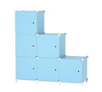 ATTDETJL 6 Cubes avec Portes, Rangement cubique pour Chambre à Coucher, Armoire et Dessous d'escalier, 30x30x30cm Compartiments, Rangement de Placard économisant de l'espace, Bleu ATTSL6005