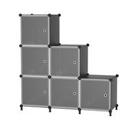ATTDETJL 6 Cubes avec Portes, Rangement cubique pour Chambre à Coucher, Armoire et Dessous d'escalier, 30x30x30cm Compartiments, Rangement de Placard économisant de l'espace, Noir ATTSL6001