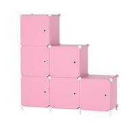 ATTDETJL Meuble de rangement à 6 cubes avec portes, organiseur cube pour chambre à coucher, armoire et sous les escaliers, compartiments 30 x 30 x 30 cm, rangement peu encombrant, rose ATTSL6006