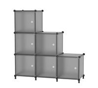 ATTDETJL Rangement 6 Cubes avec Portes, Rangement cubique pour Chambre à Coucher, Armoire et Dessous d'escalier, 30x30x30cm Compartiments, Rangement de Placard économisant de l'espace, Gris ATTSL6004