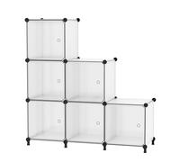 ATTDETJL Rangement 6 Cubes avec Portes, Rangement cubique pour Chambre à Coucher, Armoire et Dessous d'escalier, 30x30x30cm Compartiments, Rangement de Placard économisant de l'espace, Blanc givré