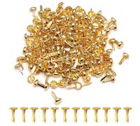 ATTEEFI 200 Pièces Attaches Parisiennes, Mini Pinces à Motif 4,5 x 8 mm, Or Clip en Métal à Tête Ronde, Facile à Utiliser, Mini Attaches en Métal pour Scrapbooking, Cartes de Vœux, Photos