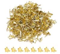 ATTEEFI 200 Pièces Attaches Parisiennes, Mini Pinces à Motif 8 x 10 mm, Or Clip en Métal à Tête Étoile, Facile à Utiliser, Mini Attaches en Métal pour Scrapbooking, Cartes de Vœux, Photos
