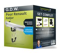 Attelage pour Renault Kadjar 06.2015 - 10.2018 démontable sans outil G.D.W. TOP