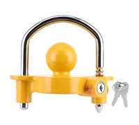 Attelage universel pour attache de remorque, verrou anti-vol, hauteur réglable avec 2 clés pour remorques, construction en fer robuste avec revêtement jaune
