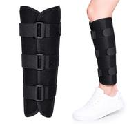 Attelle de Fixation du Mollet Réglable Stabilisateur de Jambe avec 3 Plaques d'Acier pour Fracture Tibia et Péroné Soutien Orthopédique Homme et Femme Noir(S)