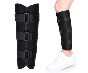 Attelle de Fixation du Mollet Réglable Stabilisateur de Jambe avec 3 Plaques d'Acier pour Fracture Tibia et Péroné Soutien Orthopédique Homme et Femme Noir(S)