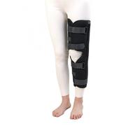 Attelle de Genou Immobilisatrice avec 4 Plaques en Aluminium Orthèse Respirante pour Fractures et Entorses Soutien Complet de la Jambe Récupération Postopératoire(L)