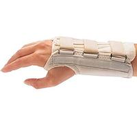 Attelle de poignet Rolyan, pour stabilisation de la main ou du poignet. Ajustement simple et pratique grace à un système de sangles et de boucles. Baleine amovible.Taille XL, Beige. Main droite.