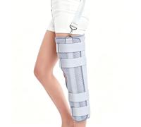 Attelle d'Immobilisation du Genou Jambe Entière Soutien Post-Opératoire et Entorse des Ligaments Orthèse de Jambe Respirante et Ajustable pour Homme et Femme Jambe Gauche ou Droite(L)