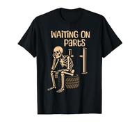 Attendre sur Les pièces drôle Squelette mécanicien Automobile Technicien T-Shirt Graphique avec Valeur, Homme, Noir, S