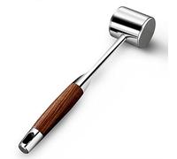 Attendrisseur à Viande Professionnel, Meat Mallet Hammer Attendrisseur de Viande Double Face en Acier Inox, Marteau a Steak avec Poignée en Bois Antidérapante, Outil Cuisine Sécurité du Lave-Vaisselle