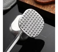 Attendrisseur de viande double face en aluminium pour steak et côtelettes de porc avec côtés texturés et lisses, poignée ergonomique conçue pour une préparation facile et efficace de la viande (L)