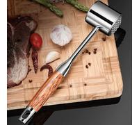 Attendrisseur de viande double face, maillet à viande en acier inoxydable avec manche en palissandre, conçu pour attendrir les steaks, rôtis et diverses viandes