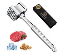 Attendrisseur de viande en inox - Marteau à viande professionnel double face - Lavable au lave-vaisselle - Idéal pour les escalopes, côtelettes, steaks - Maillet par Gourmet Easy