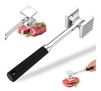 Attendrisseur de Viande Inox Professionnel, marteau a viandes, maillet à viande de cuisine double face avec poignée antidérapante pour attendrir les steaks, bœuf et escalopes de poulet
