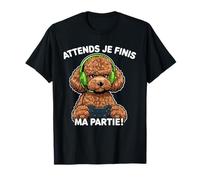 Attends Je Finis Ma Partie Drôle Humour Gaming Chien Gamer T-Shirt