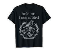 Attends, Je Vois Un Oiseau - Bird on Binoculars Line T-Shirt Graphique avec Valeur