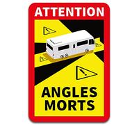 Attention Angles Morts autocollant 25x17cm obligatoire en France pour les véhicules de plus de 3,5 t Sticker auto-adhésif résistant à l'eau (Camping-car, 1 Sticker)