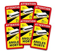 Attention Angles Morts autocollant 25x17cm obligatoire en France pour les véhicules de plus de 3,5 t Sticker auto-adhésif résistant à l'eau (Bus, 6 Sticker)