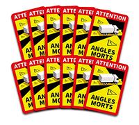 Attention Angles Morts autocollant 25x17cm obligatoire en France pour les véhicules de plus de 3,5 t Sticker auto-adhésif résistant à l'eau (Camion, 12 Sticker)