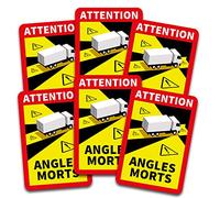 Attention Angles Morts autocollant 25x17cm obligatoire en France pour les véhicules de plus de 3,5 t Sticker auto-adhésif résistant à l'eau (Camion, 6 Sticker)