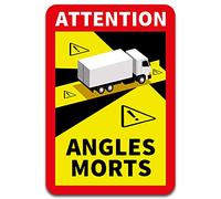 Attention Angles Morts autocollant 25x17cm obligatoire en France pour les véhicules de plus de 3,5 t Sticker auto-adhésif résistant à l'eau (Camion, 1 Sticker)