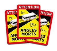 Attention Angles Morts autocollant 25x17cm obligatoire en France pour les véhicules de plus de 3,5 t Sticker auto-adhésif résistant à l'eau (Bus, 3 Sticker)