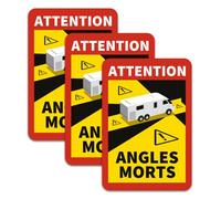 Attention angles morts camping car - Lot de 3 plaques magnétique