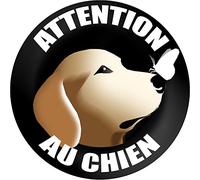 ATTENTION AU CHIEN gentil - 5cm - Autocollant/Sticker