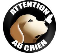 ATTENTION AU CHIEN gentil - 5cm - Sticker/autocollant