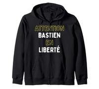 Attention Bastien en Liberté Cadeau Drôle Prénom Sweat à Capuche