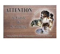 Attention Chien de Garde personnalisée Berger Australien Troupeau - pré percée et vis livrées. De 30 cm à 15 cm…