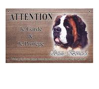 Attention Chien de Garde personnalisée Chien Saint Bernard - pré percée et vis livrées. De 30 cm à 15 cm…