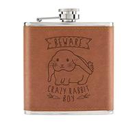 Attention Crazy Lapin Garçon 6oz Cuir PU Hip Flasque Fauve