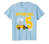 Attention J'Ai 5 Ans - Cadeau d'anniversaire 5 Ans T-Shirt, Enfant, Bleu Céleste, 8 Ans
