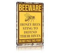 Attention, les abeilles piquent pour défendre leurs ruches. Ne passez pas à côté de ce point - Panneau en métal aluminium de 8 x 12 pouces, léger, durable, facile à installer, adapté aux lieux publics